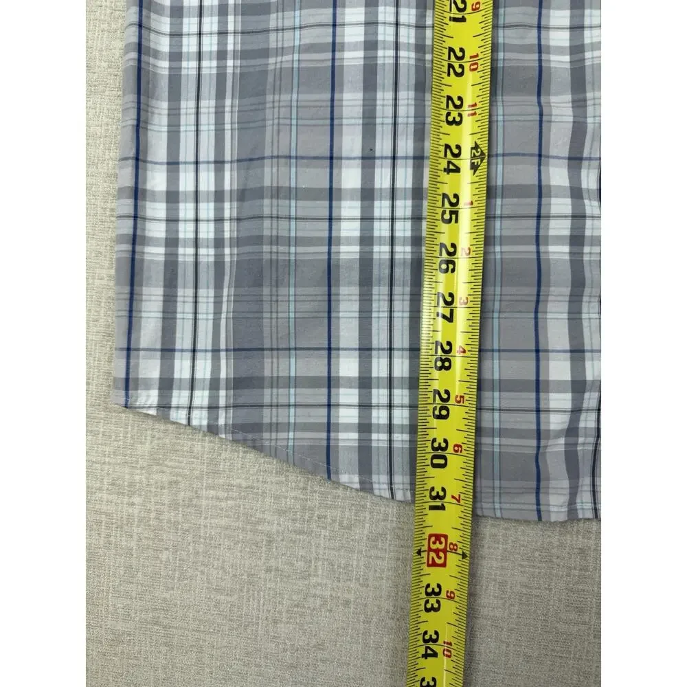 Ariat Pro Series Western Shirt Men’s Medium Gray Plaid Pearl Snap Long Sleeve